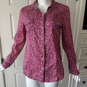 Old Navy Floral Long Sleeve Top With Pearl Snap Button Women's Size Medium